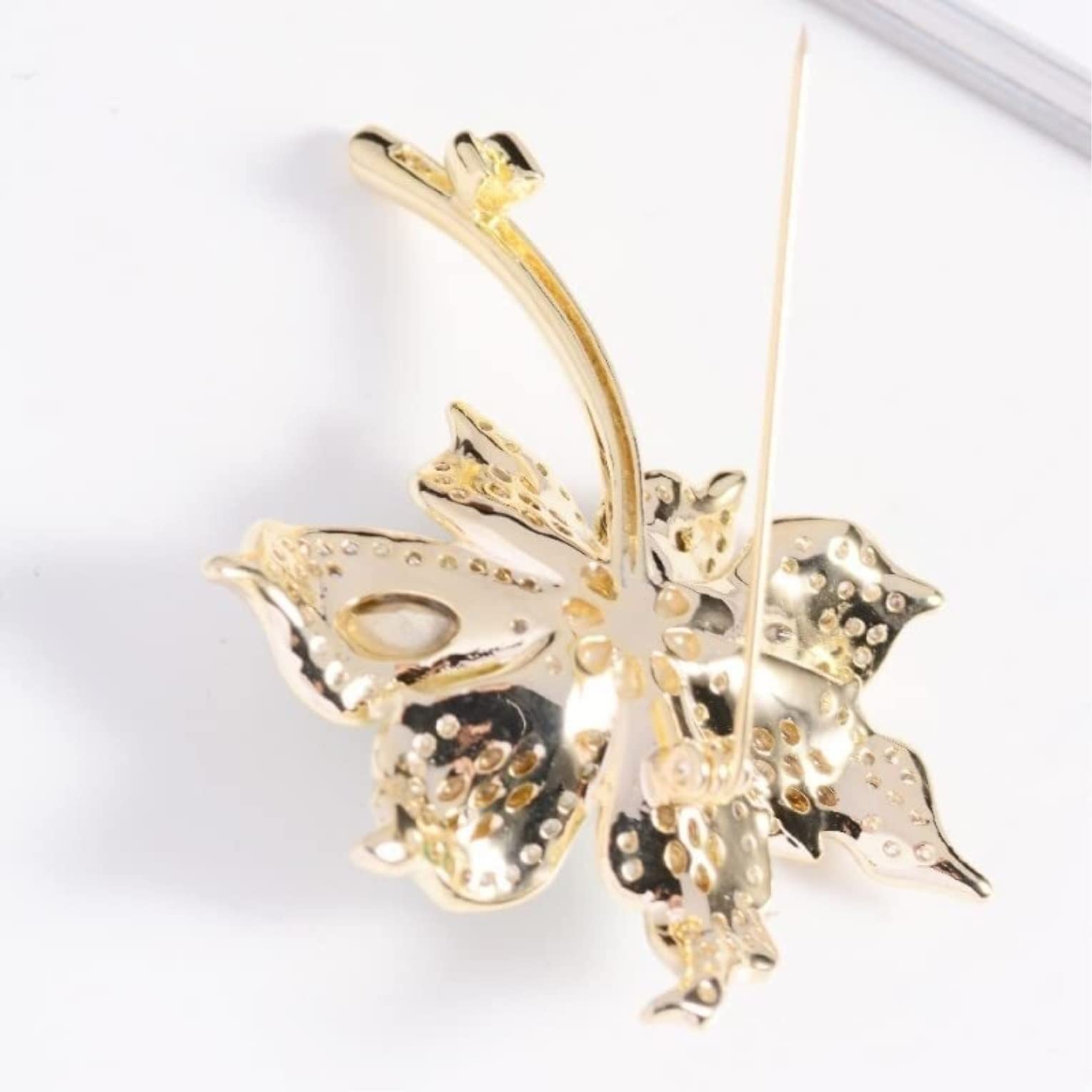 Broche Pin Elegante Broche De Hoja Cristal Imitación para Hombres Y Mujeres, Accesorios, Decoraciones Tela Mujer
