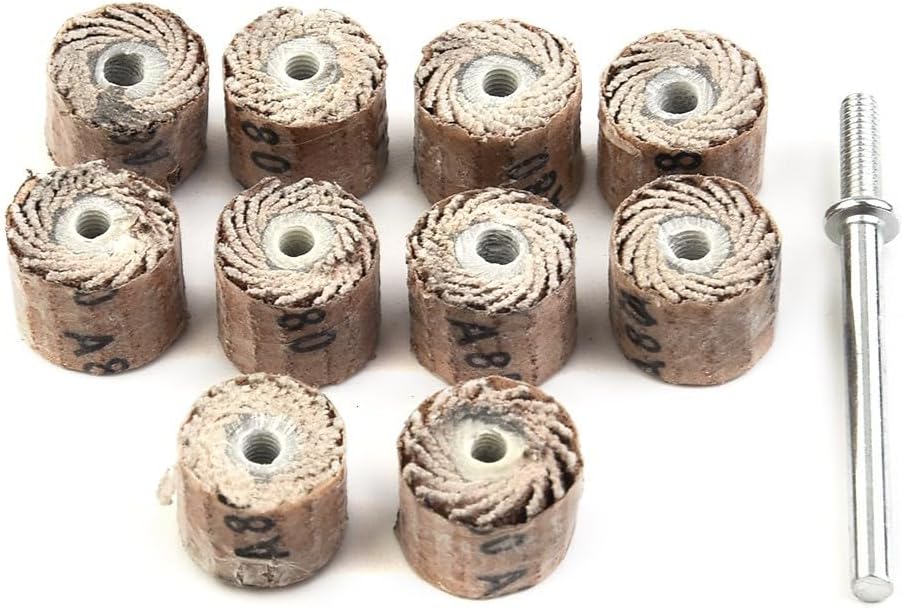 Flap Wheel Disc Sanding Drill Bit 10pcs Plus 1 Mandrel 80 600 Grit Abrasive Polishing Sandpaper for Metal Grinding Trimming Polishing(80grit)