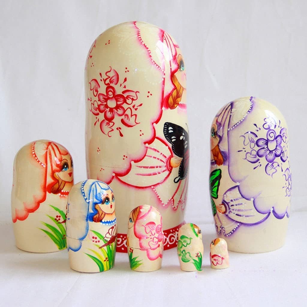 Matrioszka Kerst 7 stks Russische Nesting Poppen Matryoshka Houten Handgemaakte Stapelen Geneste Set Collectible Poppen Speelgoed Set voor Kinderen Volwassenen zabawny prezent