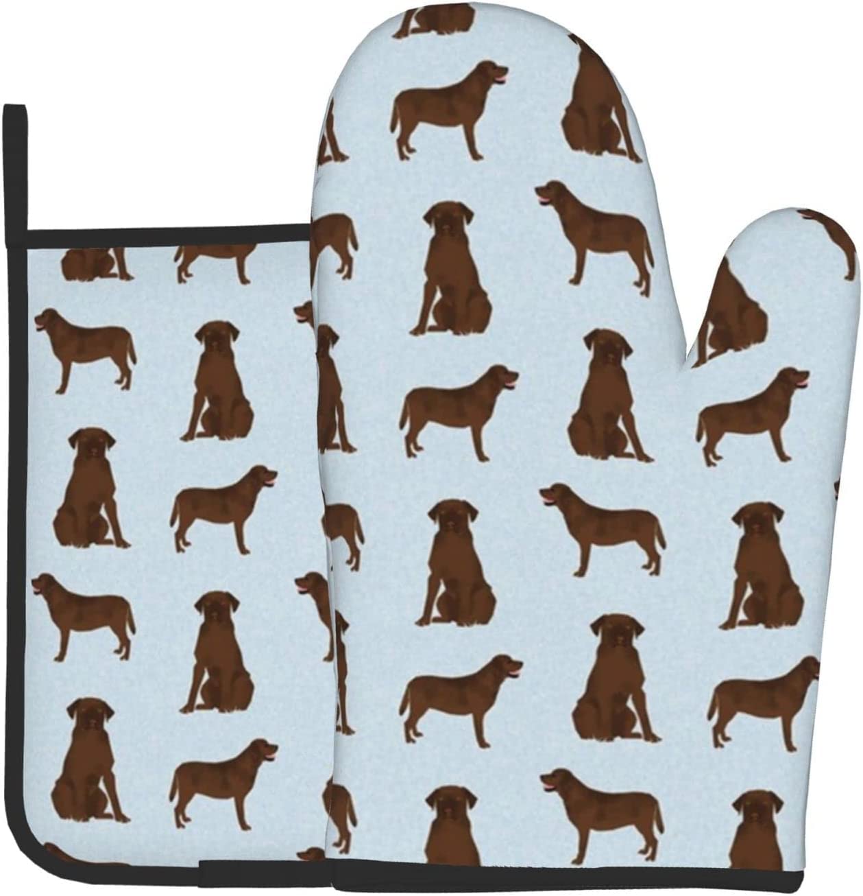 Labrador Retriever Chocolate Lab Pet Oven Mitts And Pot Holders,Cooking Gloves, Heat Resistant Baking Mitts
