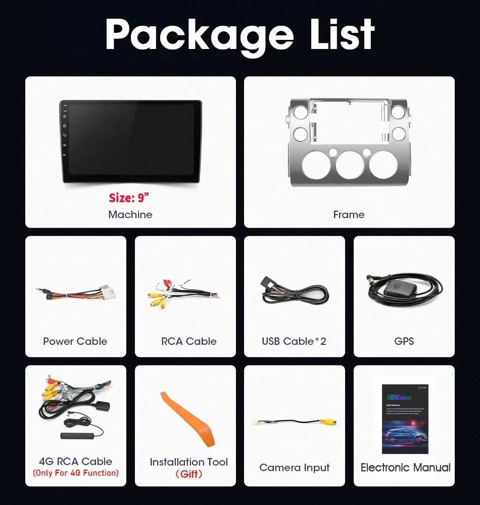 Autoradio Car Navigation per Toyota FJ Cruiser J15 2006-2020 Wireless Carplay Android Auto Stereo Auto Bluetooth Ips con Pantalla Táctil con Gps, 8 Nucleo 4G+64G