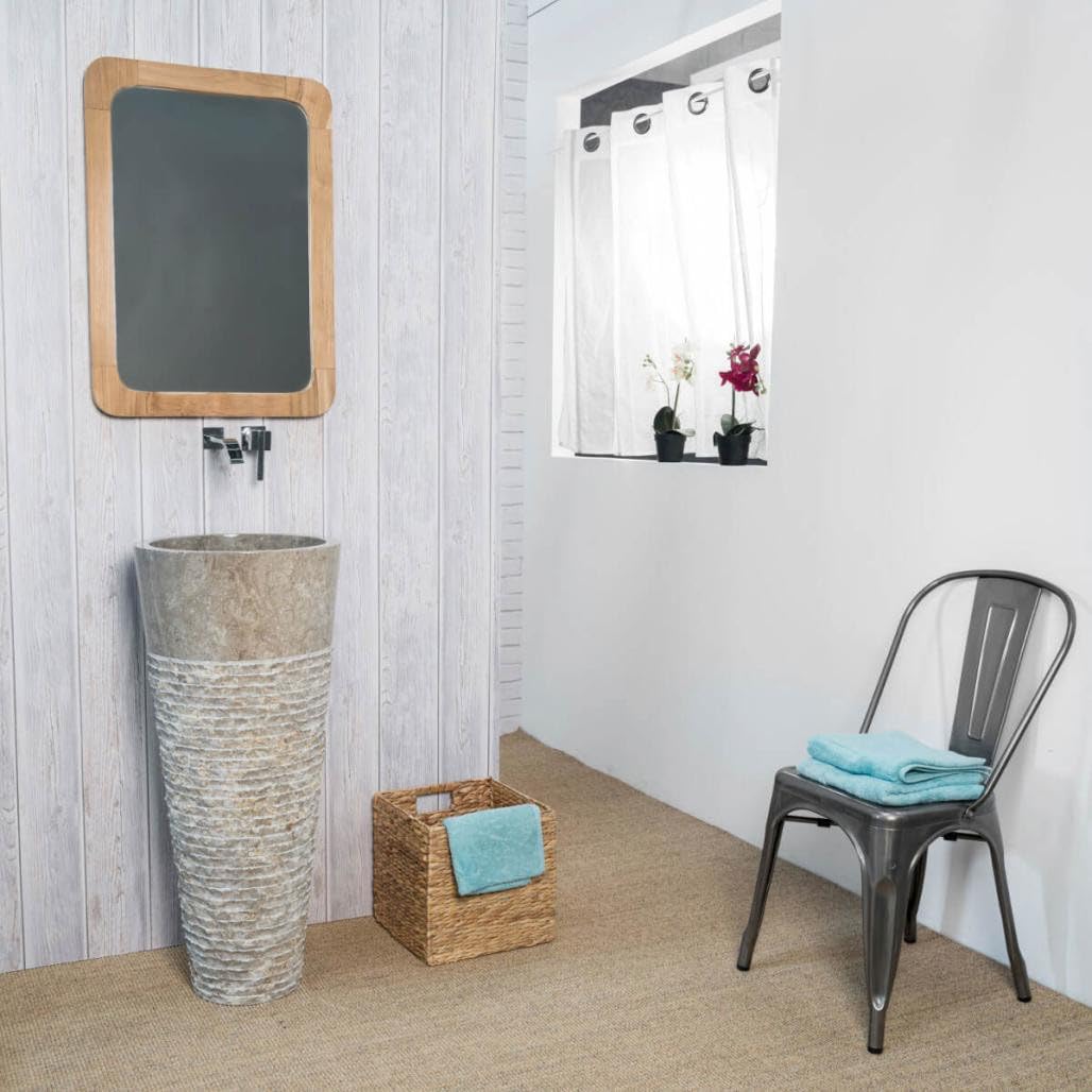 Wanda collection - Vasque Salle de Bain sur Pied en marbre Florence Gris