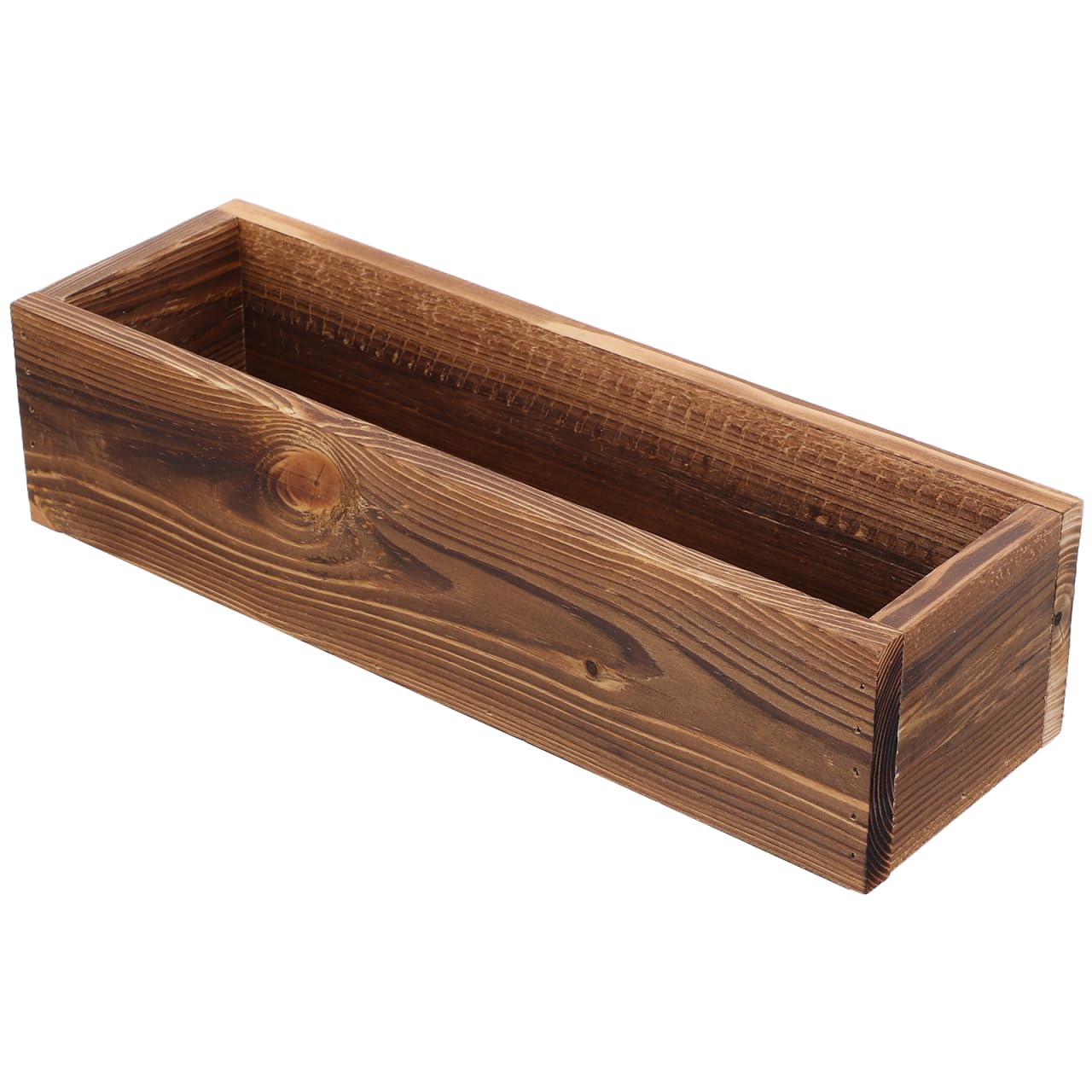 Jardinière rectangulaire en bois rustique avec finition naturelle pour plantes