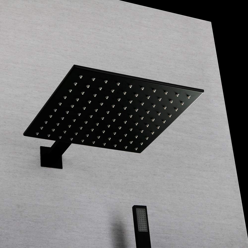 LED czarny kran prysznicowy do montażu na ścianie, deszczownica, system prysznicowy, zestaw baterii mieszającej, wanna, kran do łazienki