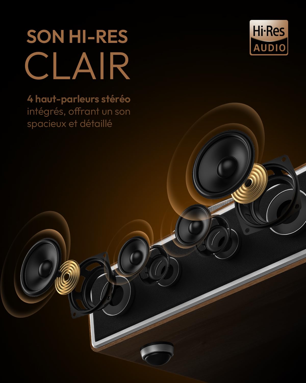 Qlearsoul One-Q Platine Vinyle Tout-en-Un avec Bluetooth 5.4, Platines HiFi avec Haut-parleurs Intégrés, Préampli Phono, Cellule AT-3600L, 33/45 RPM, Arrêt Automatique