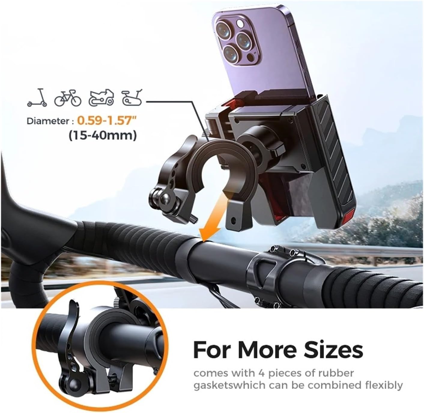 Bike Phone Mount Universal Motorcycle Phone Holder Half Enclosure Design Bike Bicycle Mount Quick Lock for 4.7"-7" Phones Bicycle Phone Holder