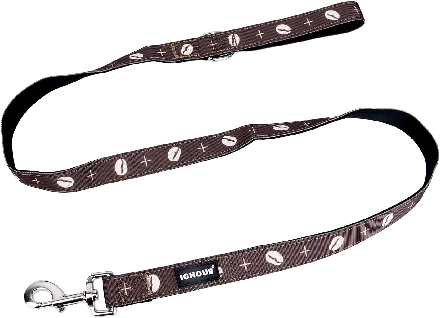 iChoue Dog Leash 4ft x 1" Comfy Padded Handle for Small Medium Large Dog Nylon Lead - Coffee Bean