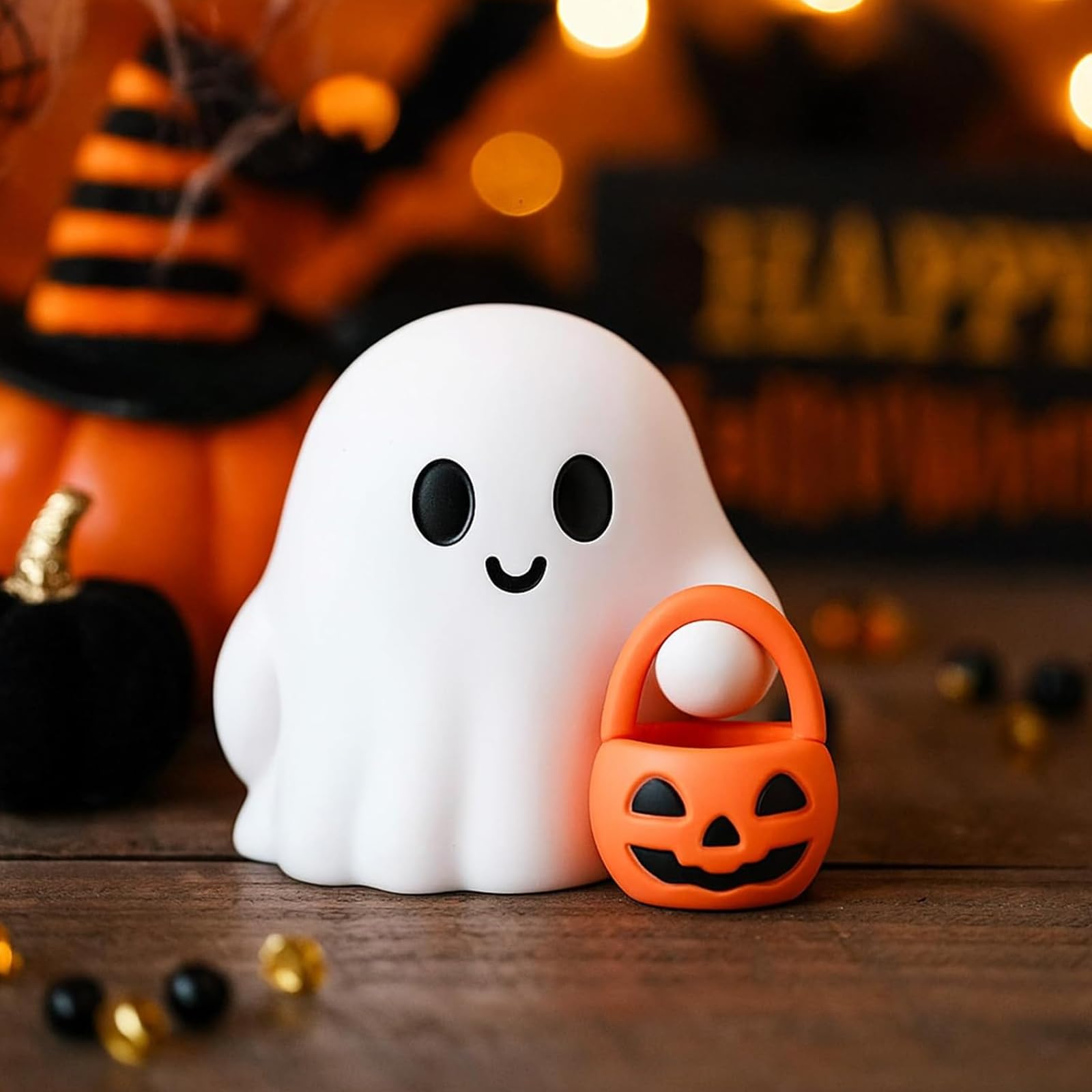 Qylazune Women's Green Halloween Decorations Cute Pumpkin Basket Ghost Ornaments Spooky Funny Table Statue Ornament For Outdoors Prank Party, Halloween Decoration Indoor And Porch For Teens And Men Cute Hallowee Decor