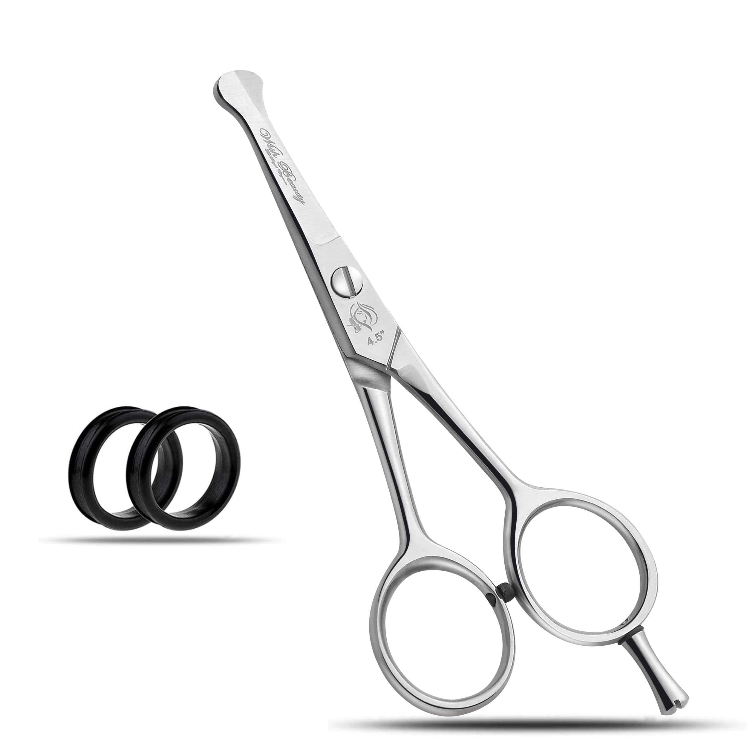 wishbeauty,Tijeras de peluquería para niños, tijeras de corte de pelo para niños, tijeras de peluquería profesionales para bebés (plata de 4.5 pulgadas lisas)