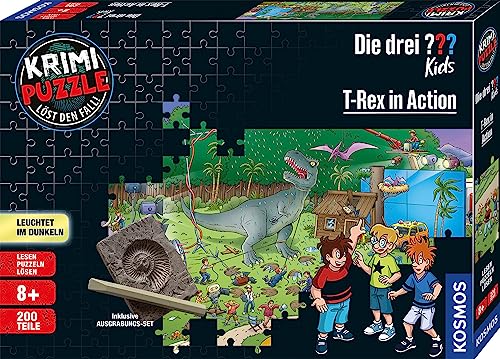 Die drei ??? Kids - Krimi Puzzle - T-Rex in Action von KOSMOS 680657, 200 Teile, Leuchtet im Dunkeln, Lesen, Puzzeln, Rätsel lösen… – Ansicht 1