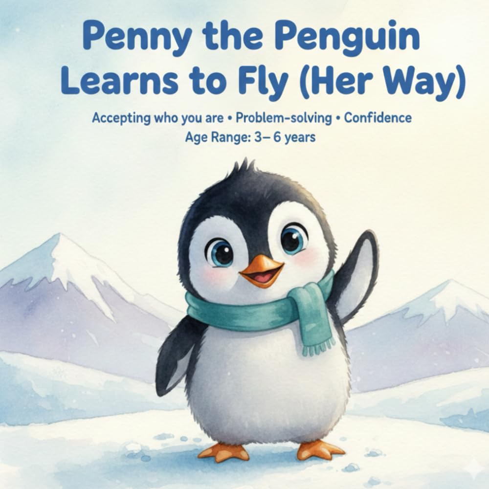 Penny the Penguin Learns to Fly (Her Way): a playful story book, heartwarming picture book that encourages young children to celebrate who they are while solving problems in creative ways.