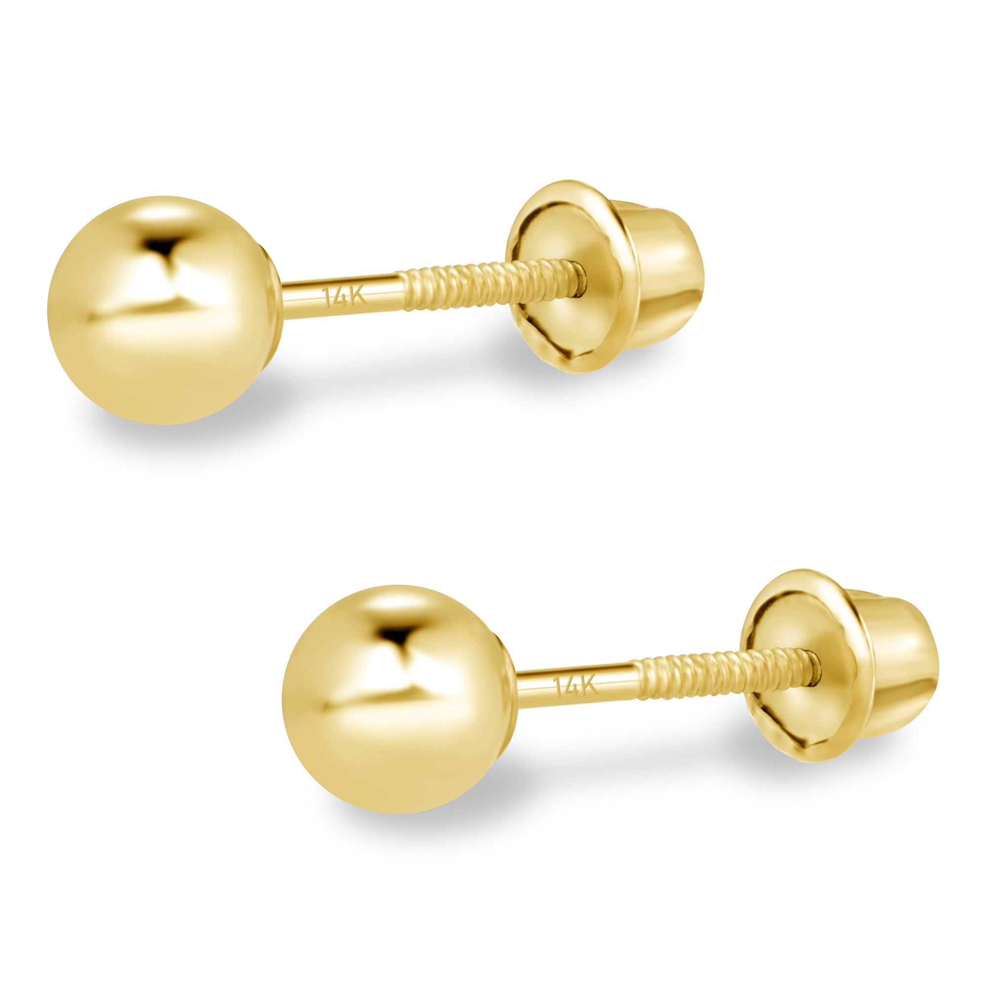 14k Real Gold Ball Stud Earrings
