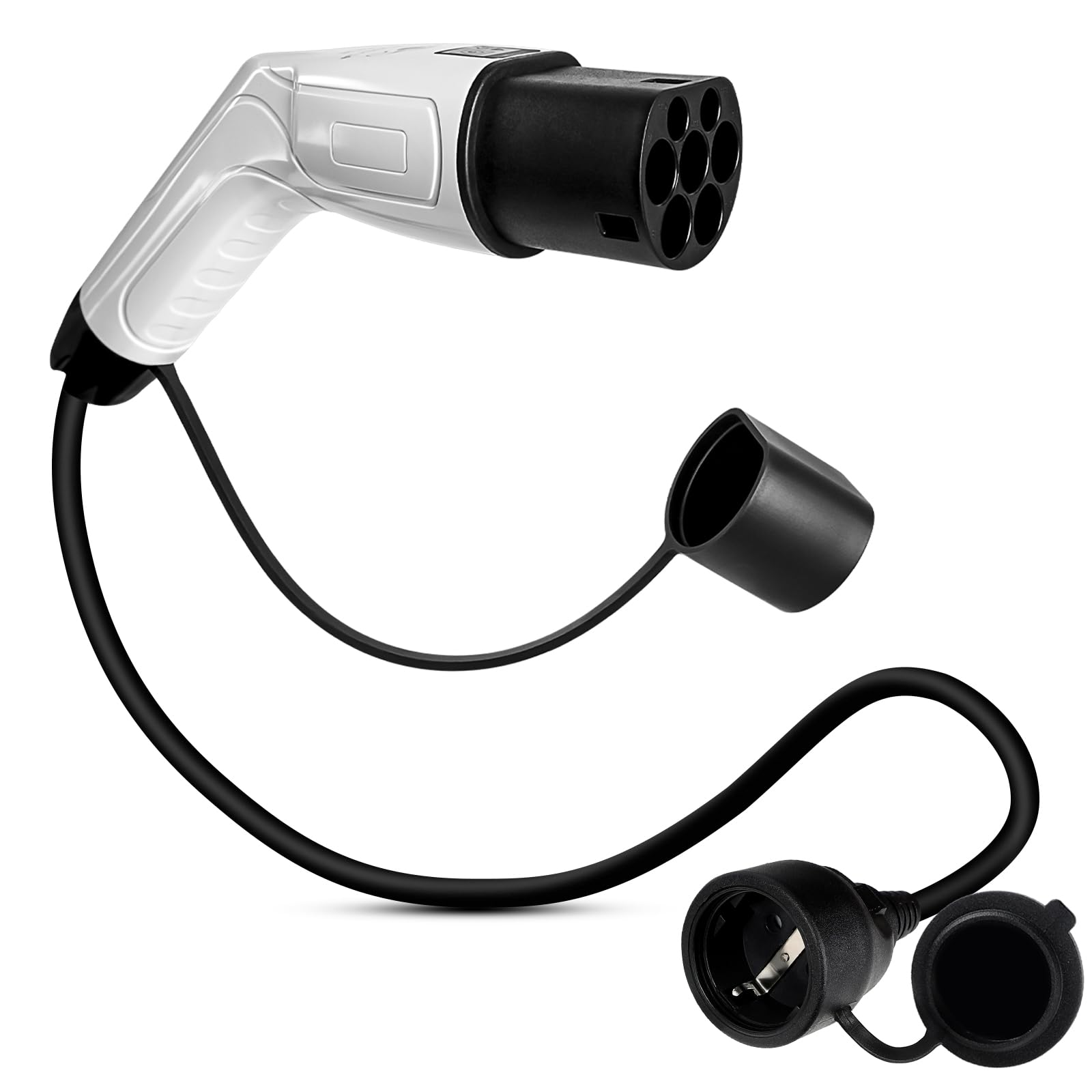 Adaptador Tipo 2 a Schuko, Cable de Descarga de Coche Eléctrico, Cable de Carga IEC 62196 a Enchufe Schuko, 16 A, 3,5 kW a Enchufe Schuko para Vehículo Eléctrico, E-Bike, E-Scooter