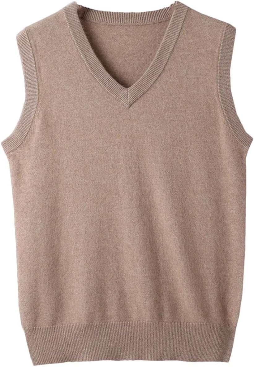 Men Vest Sleeveless Sweater Spring V-Neck Vest Tops Knit Sweater Vest