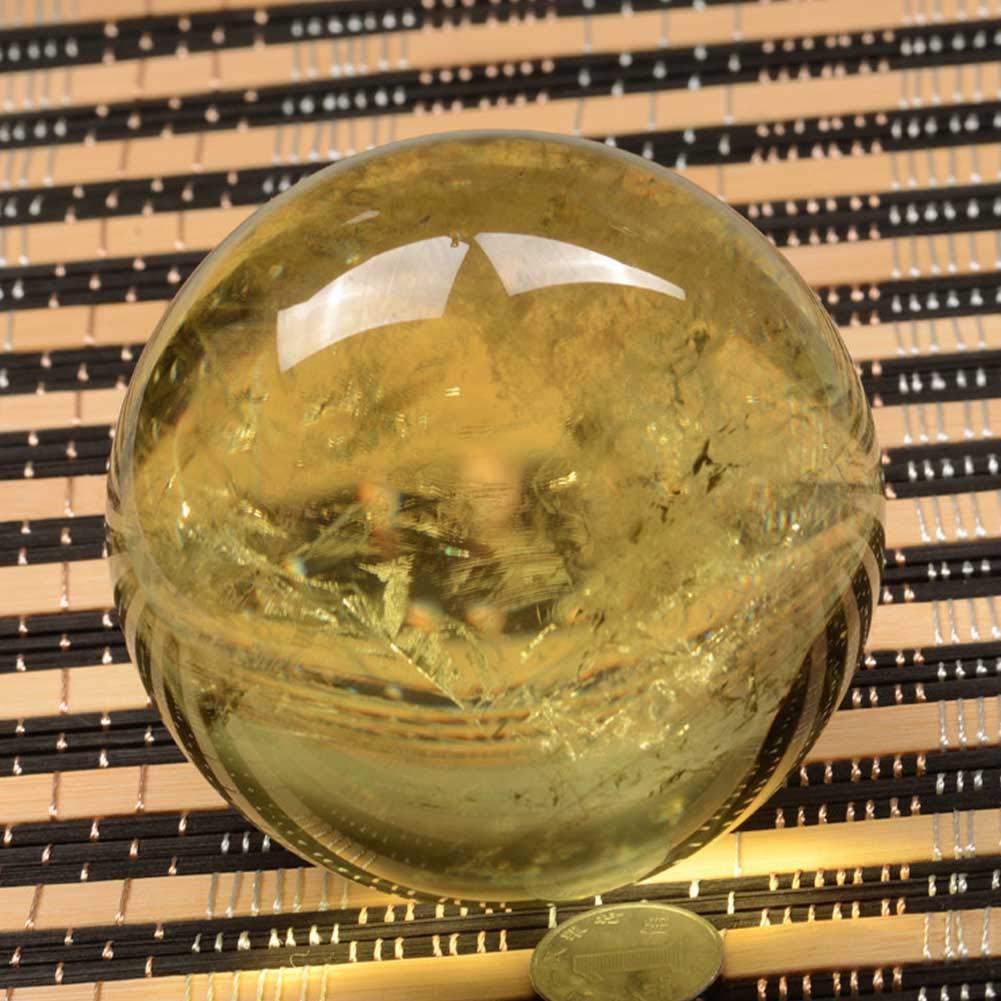 Ornamenti di sfera di cristallo giallo naturale Sfera di pietra di cristallo lucidata a mano Sfera di cristallo di quarzo Sfera di pietra Soggiorno moderno Xuan GUI Armadietto del vino Mobile TV Decor