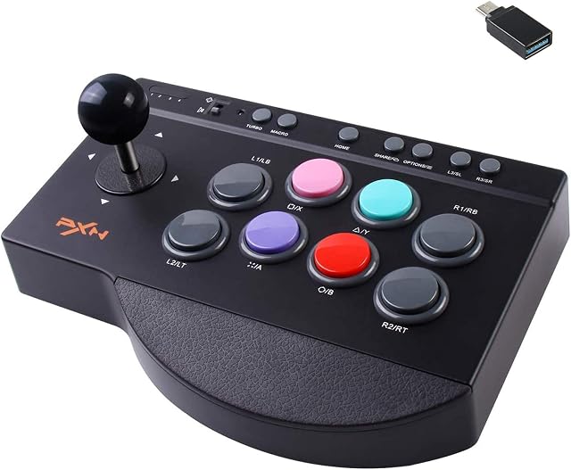 PXN Arcade Stick,Street Fighter Fight Stick,with Turbo & Macro Functions USB Arcade Controller,Suitable for PS3 PS4 Xbox ONE Switch PC Arcade Fight Stick