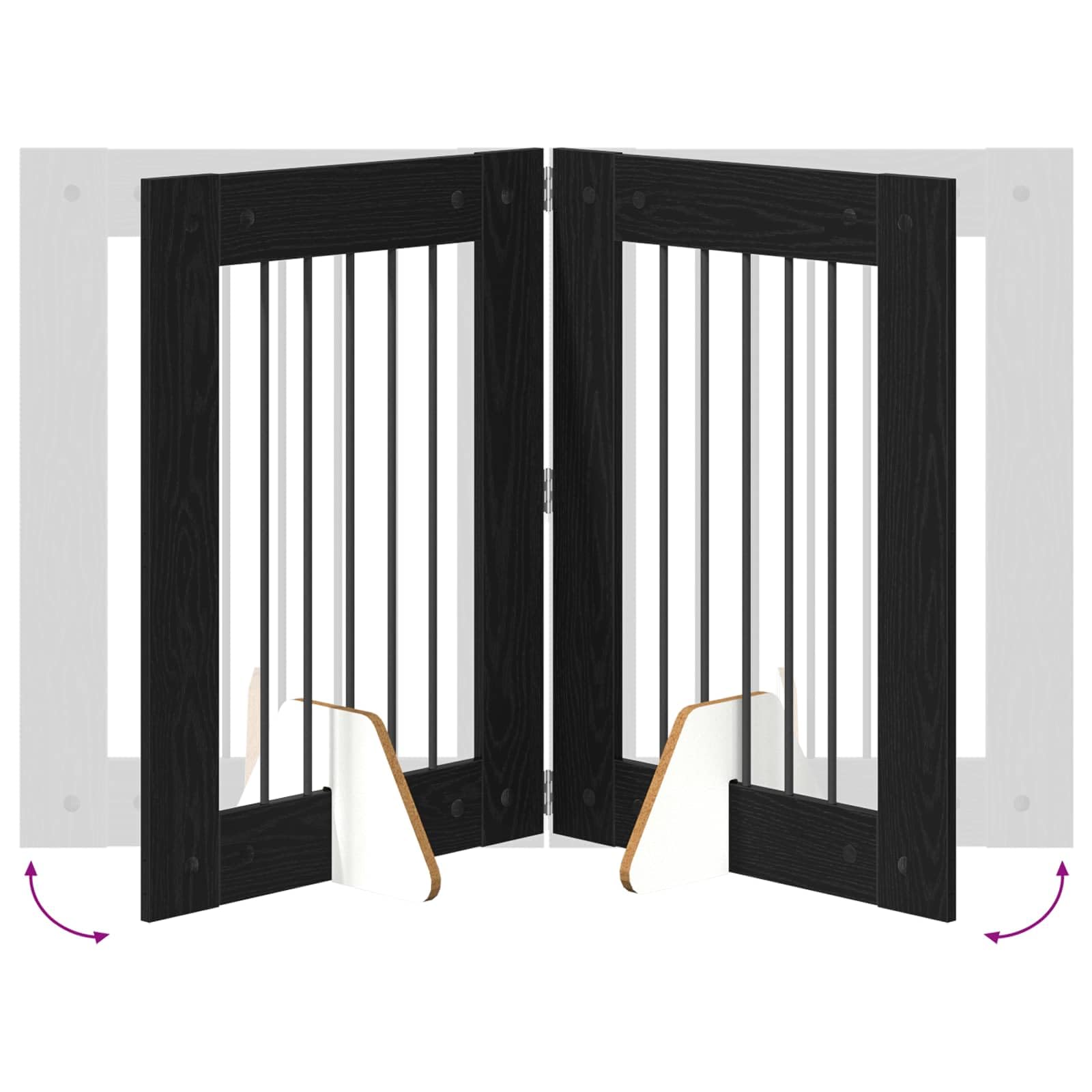 Puerta para perros con soporte de metal y madera, 4 piezas, 60 x 80 cm, plegable, portátil, para interior, salón y terraza, cierre seguro para perros y cachorros