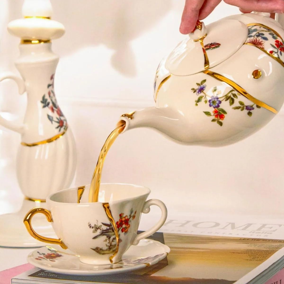 Amazon.com | Seletti Kintsugi Teapot in Porcelain and Gold: Teapots