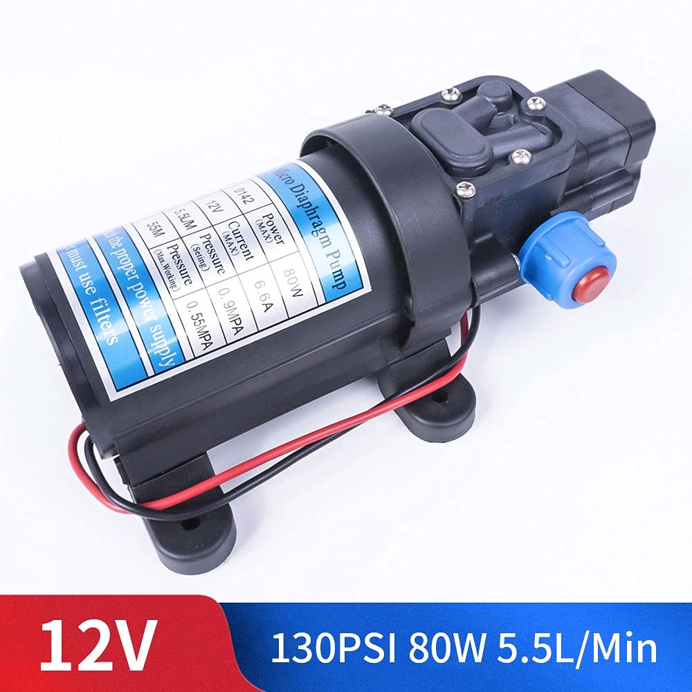 Pompy wodne, części i akcesoria wysokociśnieniowa membranowa pompa wodna, automatyczny przełącznik, DC 12 V, 80 W, 130 PSI, 5,5 l/min, elektryczna pompa wodna (przełącznik ciśnieniowy typu A)