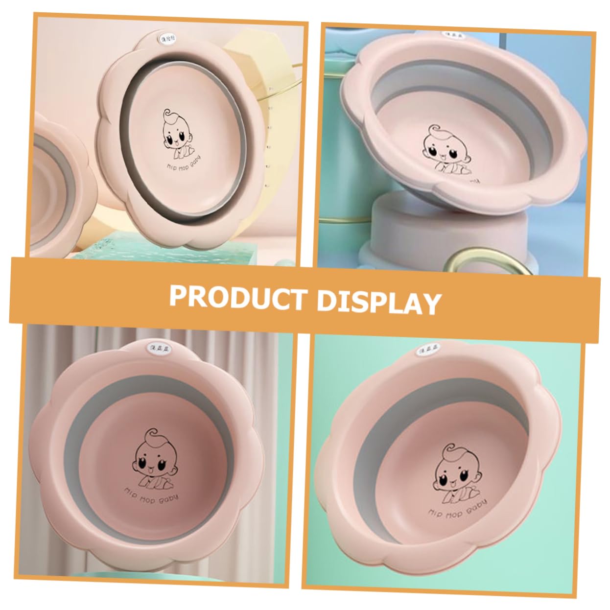 NOLITOY 1Pc Portable Folding Washbasin for Boy Girl Collapsible Retractable Design Pink for Easy Travel and Space Saving High Capacity and Durable for Bathing Needs