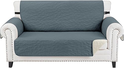 Miniatura 10 de CUCRAF Funda acolchada antideslizante para sofá, resistente al agua, protector de muebles para sofá de 3 cojines, apto para mascotas, funda de sofá