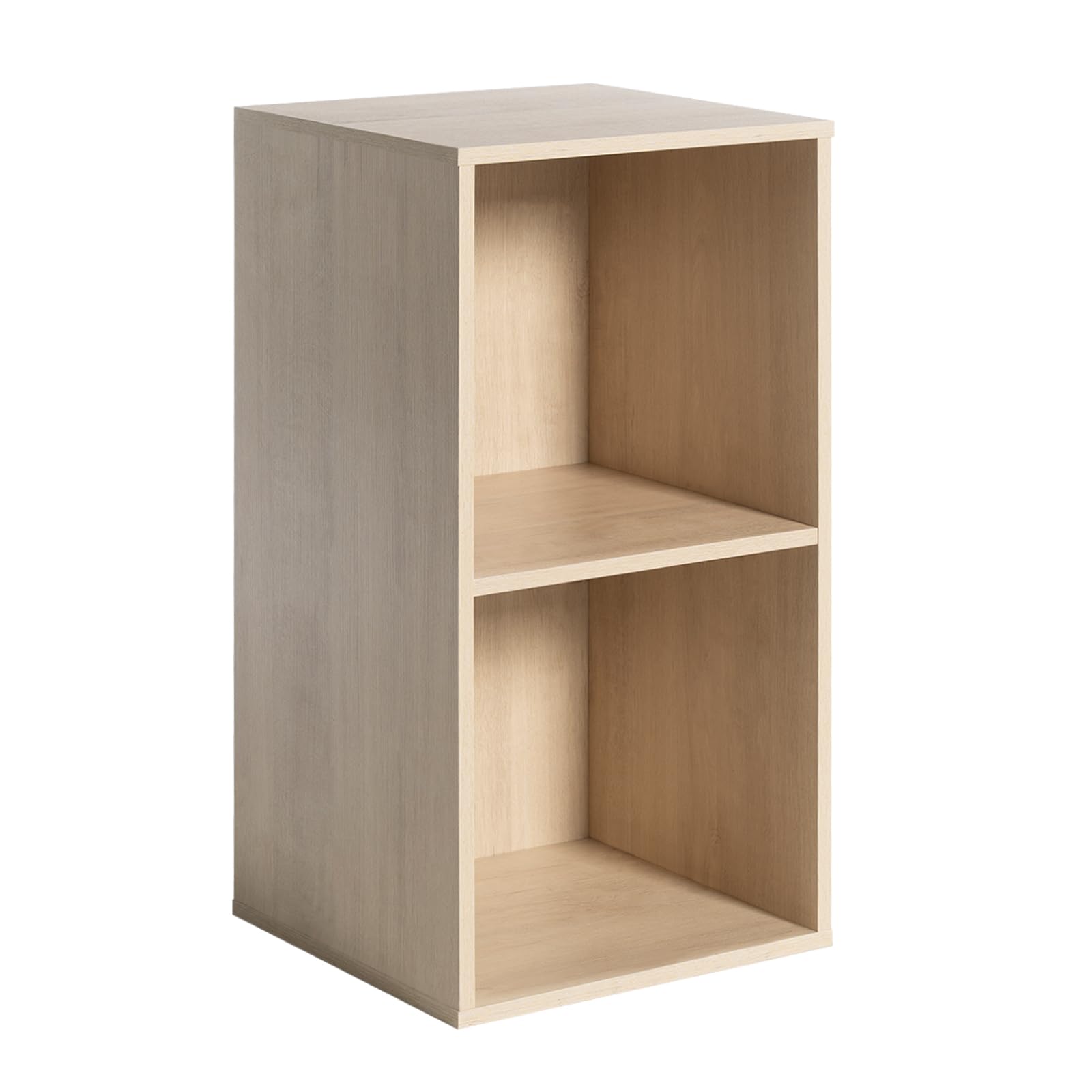 wooden 2-cube storage organizer with closed back panel 11in cube shelf opening bookshelf display shelfcloset cabinet for home and officewhite oak