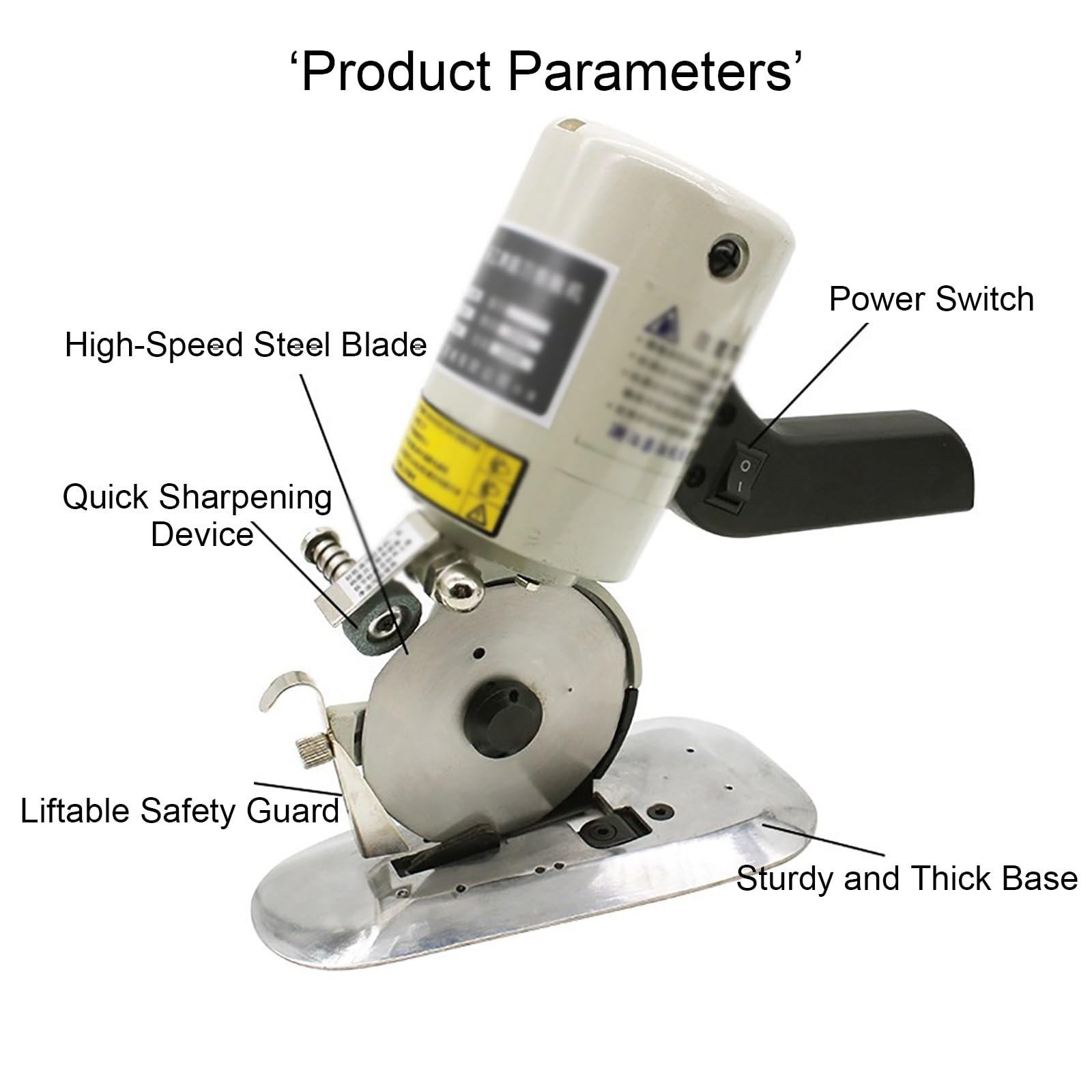 Forbici Elettriche per Impieghi Gravosi, Taglierina Elettrica Rotante per Tessuti, con Lama in Acciaio Rapido, per Tessuti Multistrato da 23 mm, Pelle, Tappetini, Progetti Artigianali