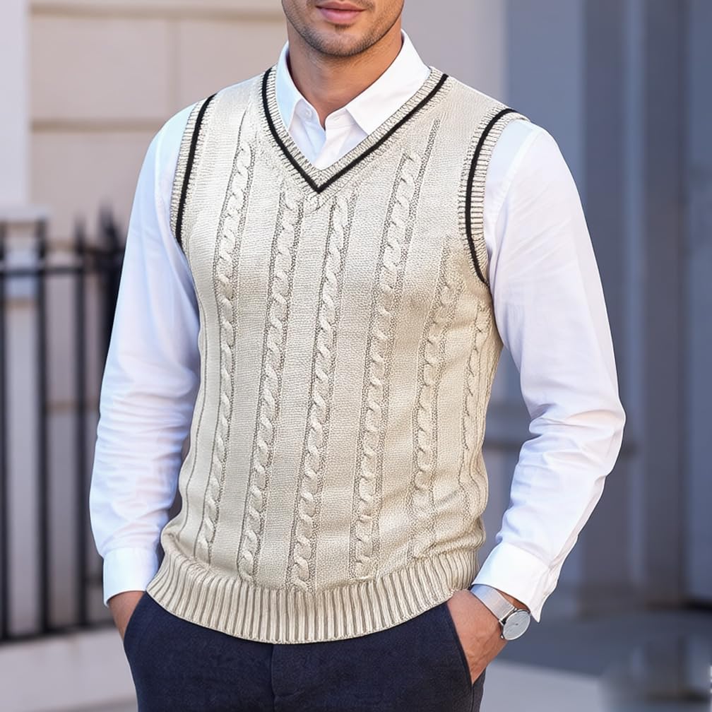 Maglione da Uomo Inverno Gilet a Maglia V-Collo Casual Pullover