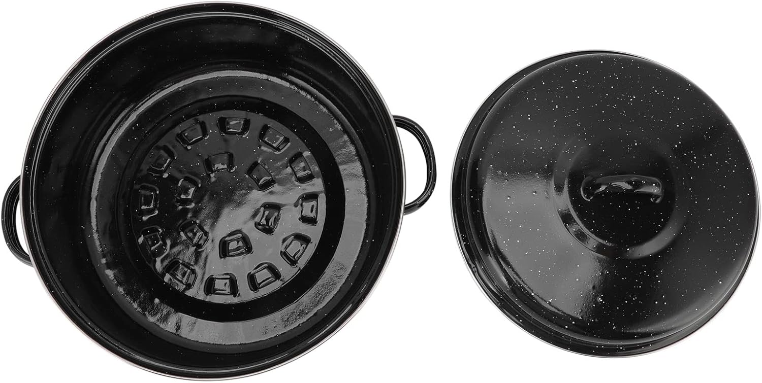 ROASTING PAN IRON STAINLESS STEEL NON STICK ENAMEL ROUND ROASTER WITH LID 26CM (Iron Cover 26cm)