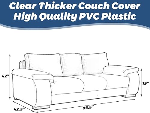 Miniatura 2 de Fundas de sofá de plástico para mascotas, protector de sofá transparente más grueso para moverse, resistente al agua, protección de plástico contra