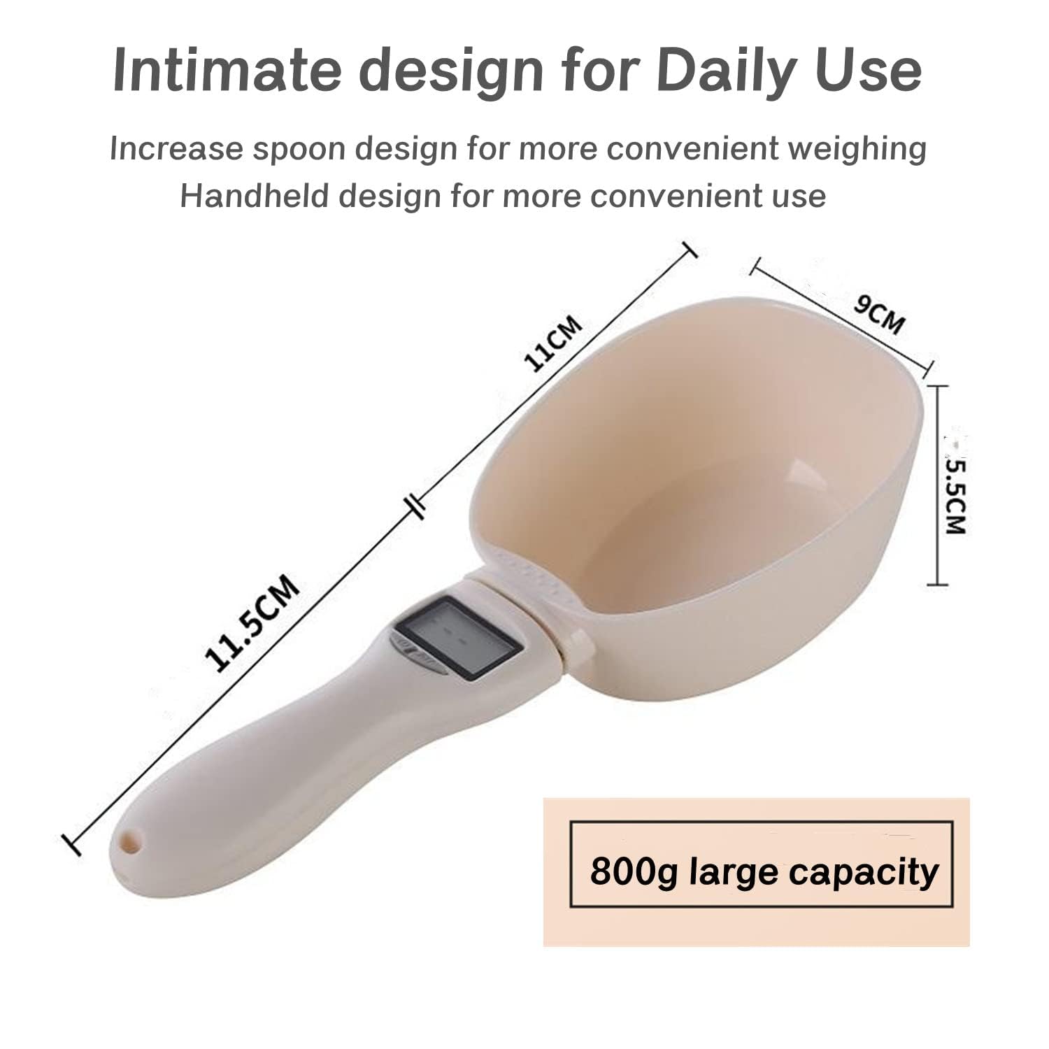 Cucchiaio Dosatore Digitale Per Cibo Animali – 800 G Di Capacità, Portatile, Per Cani E Gatti – AIGOUT