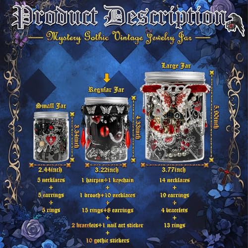Image of SMUOBT Mystery Jewelry Jar Bundle - Surprise Vintage Jewelry Box for Women,Gift Jewelry Set (Necklace, Earrings, Rings,Kracelet,Keychain) - Unique Birthday Gift for Women