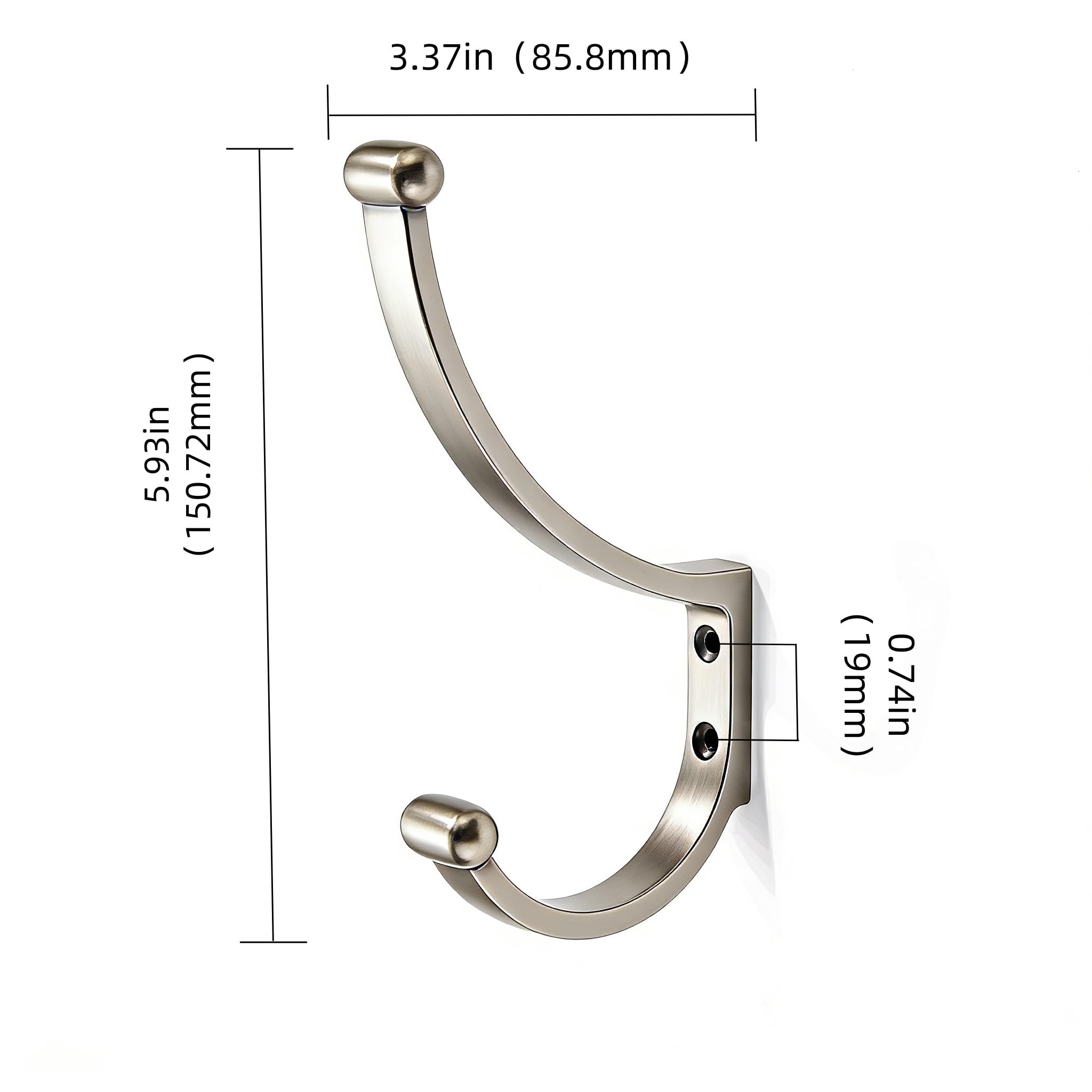 KHTUMEWARE-KH430 Brushed Nickel Coat/Robe Hooks in Brushed Nickel — KHTUMEWARE