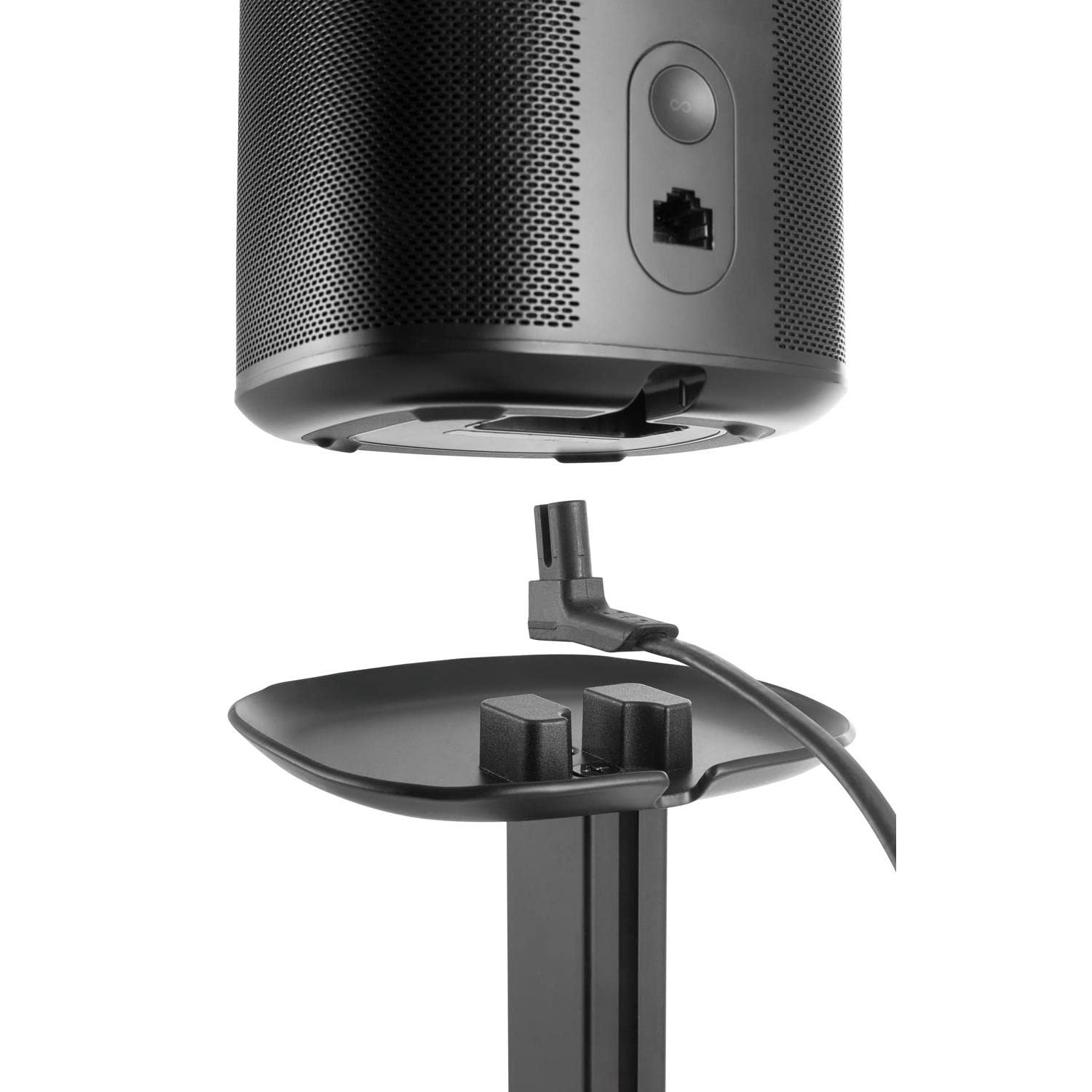 Maclean MC-896 stojak podłogowy głośnika, kompatybilny z Sonos One i One SL, stojak z systemem zarządzania kablami, uchwyt z regulacją wysokości od 70 do 127 cm (1)