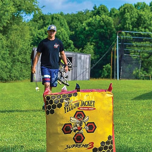 Image of Morrell Yellow Jacket Supreme 3 Archery Target, 23 inch x 12 inch - Weatherproof, 54 Layers, Dual-Side Shooting Target Bag for Backyard Compound Bow Practice