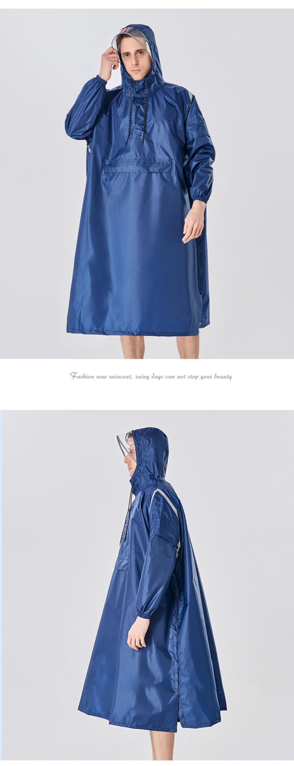 Poncho de pluie à capuche unisexe, veste de pluie longue à coupe décontractée, pliable, pour randonnée, camping et activités en plein air