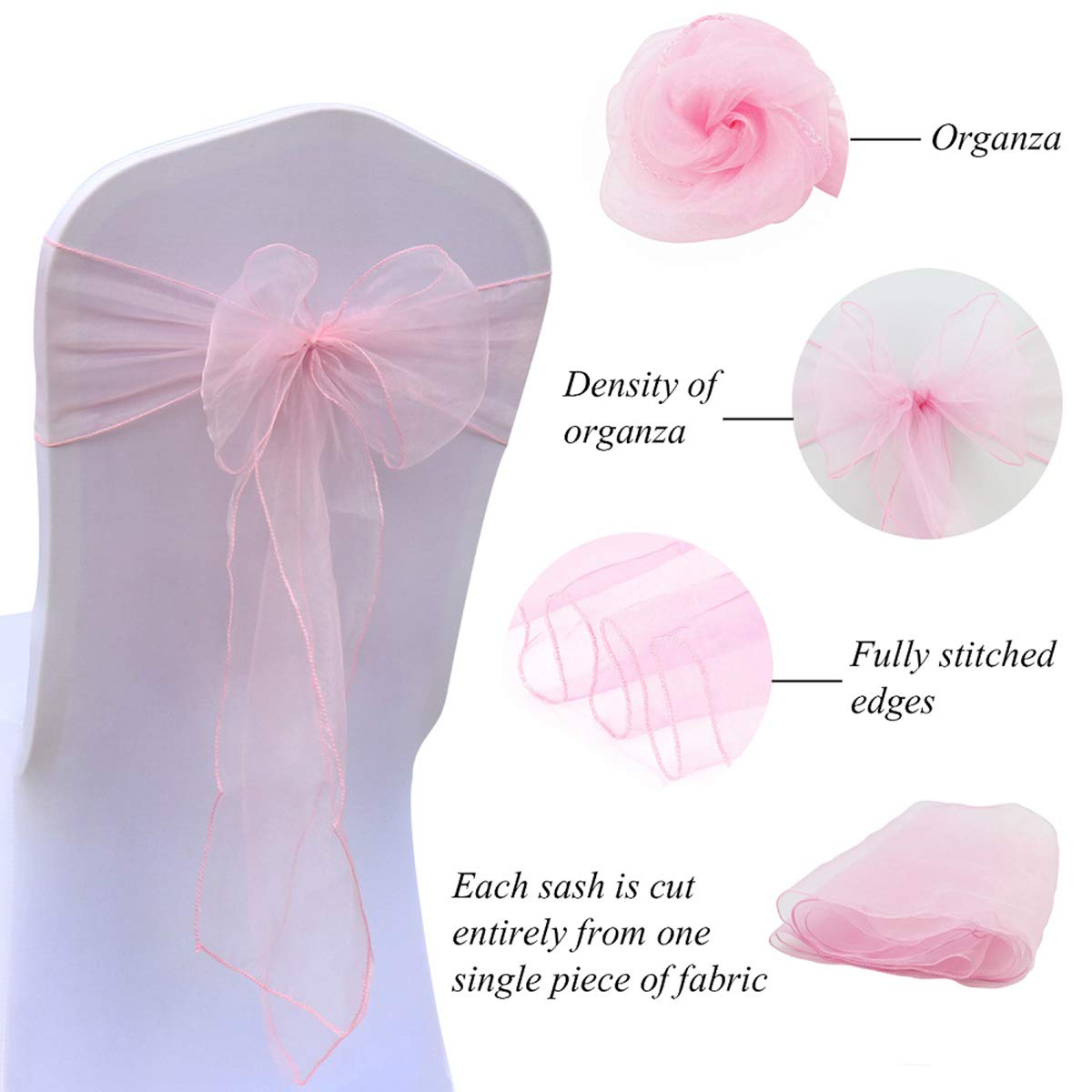 Organza stoelstrik goud - 3 m x 27 cm