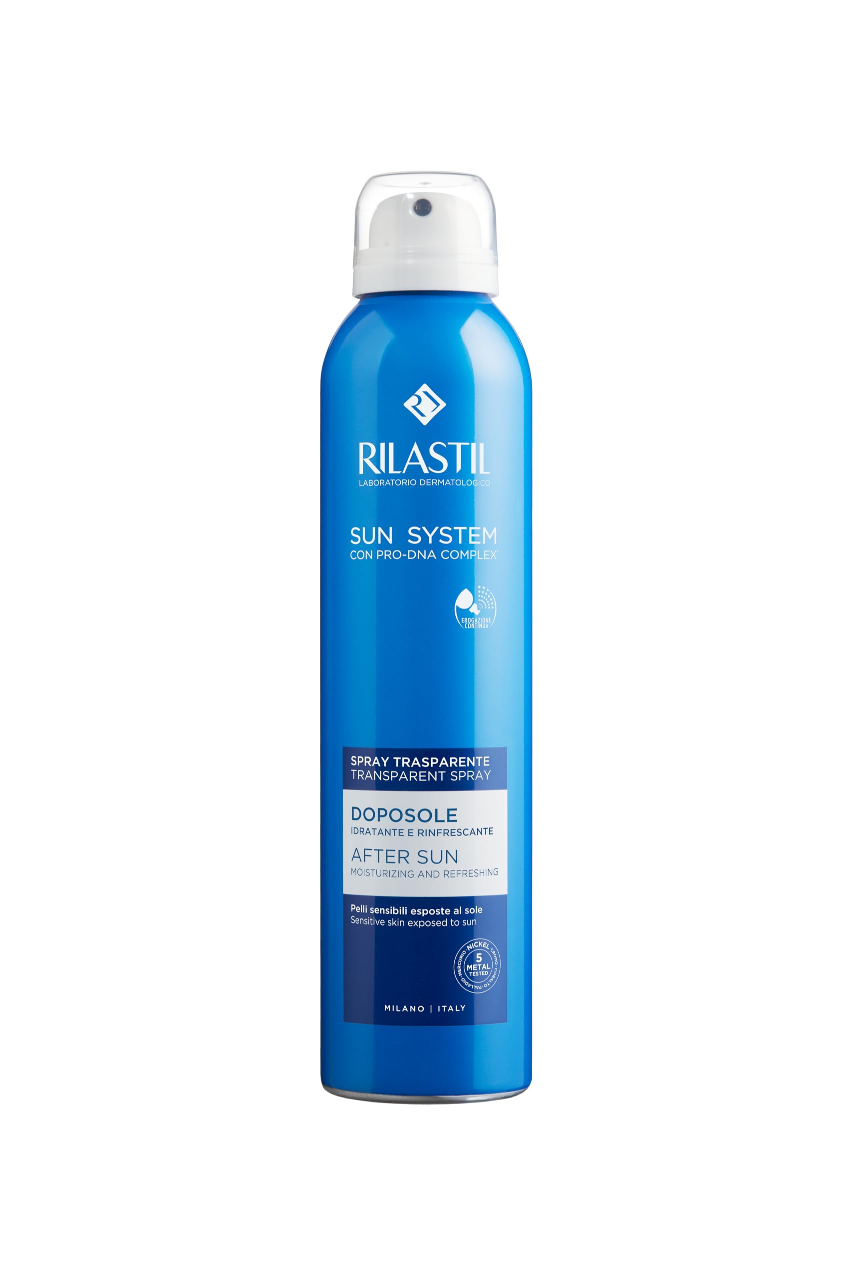 Rilastil Sun System Spray Latte Doposole Rinfrescante Viso e Corpo, Emulsione Fluida dalla Texture Leggera, Idratante e Rigenerante, Confezione da 200ml