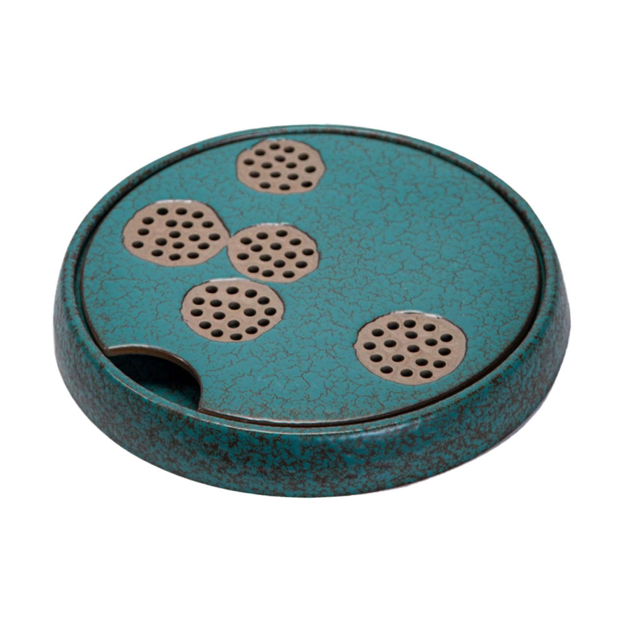 Mikinona 1pc Vintage Peacock Green Tea Pot Plate Stylish Teacup Tea Kettle Mat for Home Office Elegant Dry Brewing Tray House Accessory