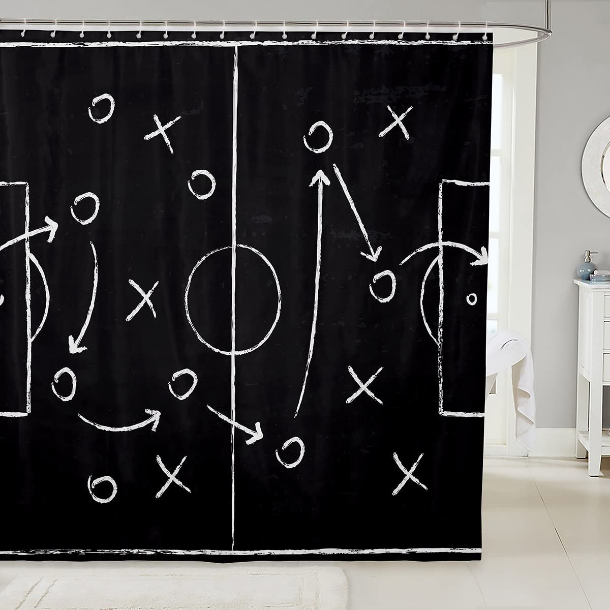 Tende da doccia con calcio americano, 3D, colore nero, per bambini