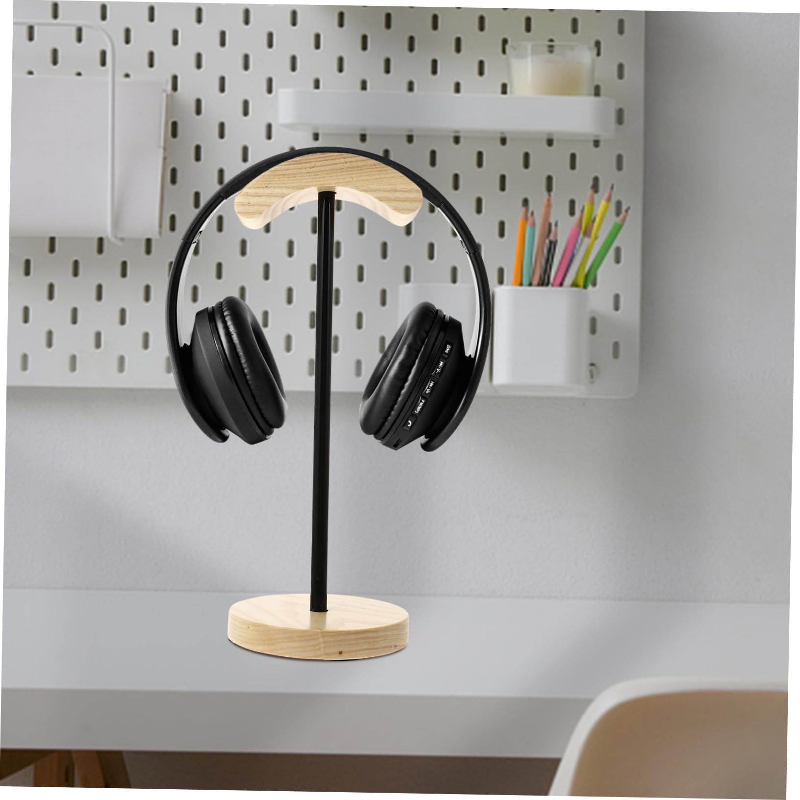 SHINEOFI Soporte De Madera Soporte Auriculares Organizador Escritorio Ordenado Útil