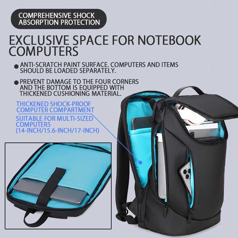 Shockproof Waterproof Laptop Backpack, 17-Inch Anti-Scratch Travel Backpack with Large Storage(Black/Gray/Green) (Black)3