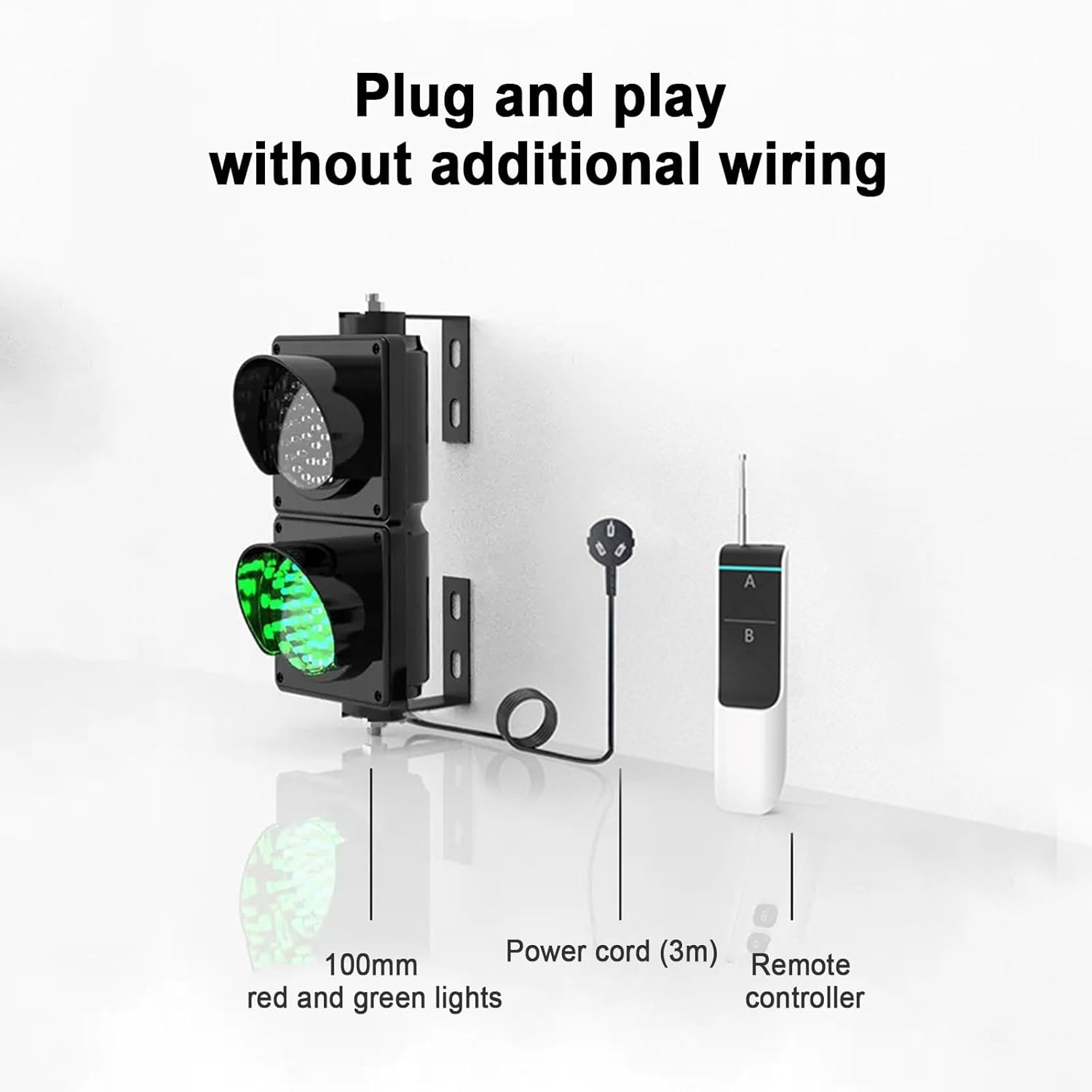 Industrial LED Traffic Signals, 2 Red/Green LED Loading Dock Traffic Lights, Wall Mounted Traffic Light Indicator Light with Remote Control, Plug & Play(1.5m)(3m)