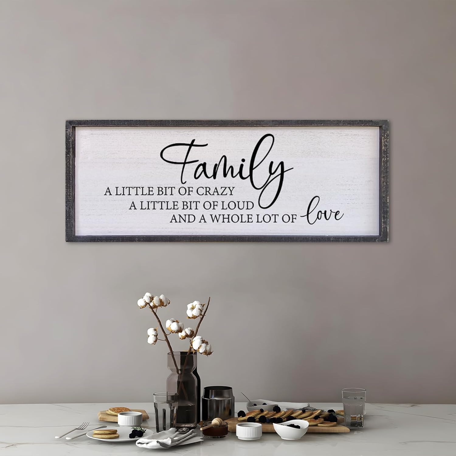 Family A Little Bit Of Crazy Sign Wall Decor 40"×15" Rustic Farmhouse Living Room