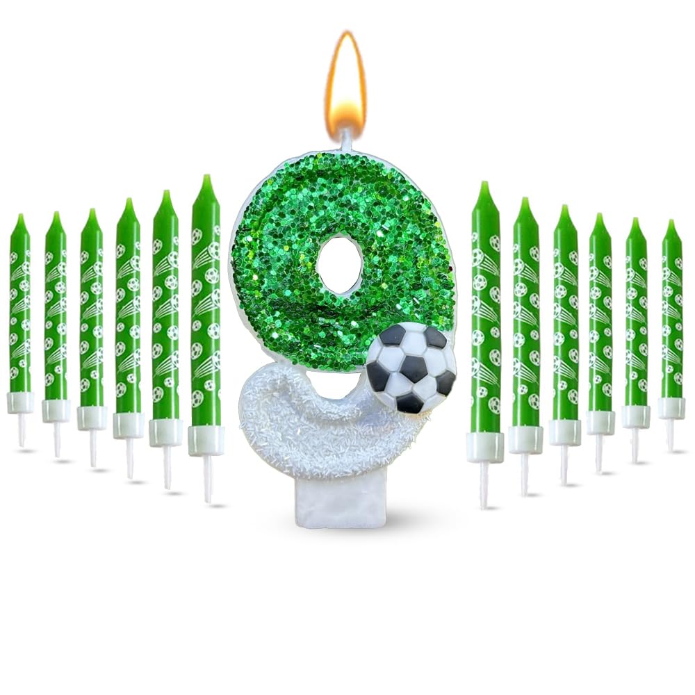 Verjaardagskaarsen Cijfers 4, 3D Groen Voetbal Verjaardagskaarsen, Groene Kaarsen Verjaardag Nummer 4, Taart Topper Decoratie Taartdecoratie Verjaardag, Verjaardagskaarsen voor Verjaardagsdecoratie