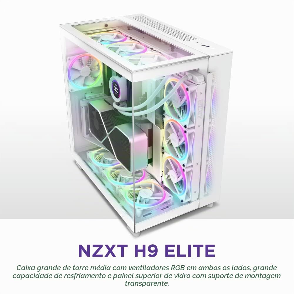 GABINETE GAMER NZXT H9 ELITE BRANCO COM FAN MODELO CM-H91EW-01