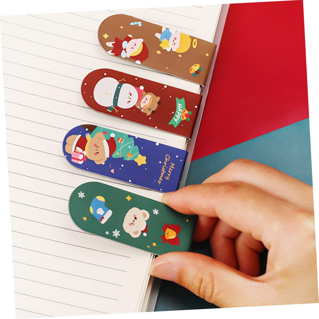 Lurrose 4 Sätze Magnetische Weihnachts-lesezeichen Bookmarks Lesezeichen Weihnachten Stilvolles s- Magnetisch Magnet- Partygeschenke 20 Stück * 4
