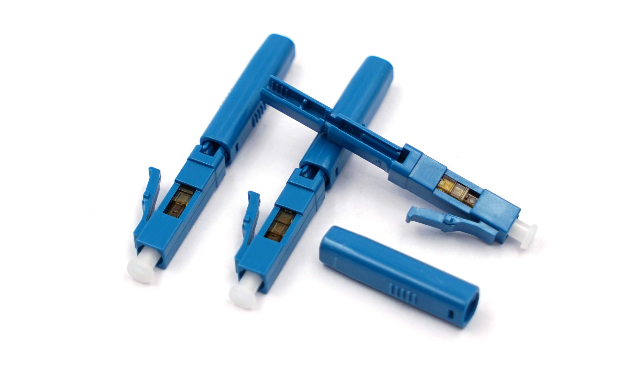 100pcs LC UPC Fiber Optic Quick Connector with Matched Tools Fiber Optic Fast Connectors Single Mode 9/125 Fiber Mechanical Connectors Adapter for 2.0x3.0mm Butterfly Fiber Cable