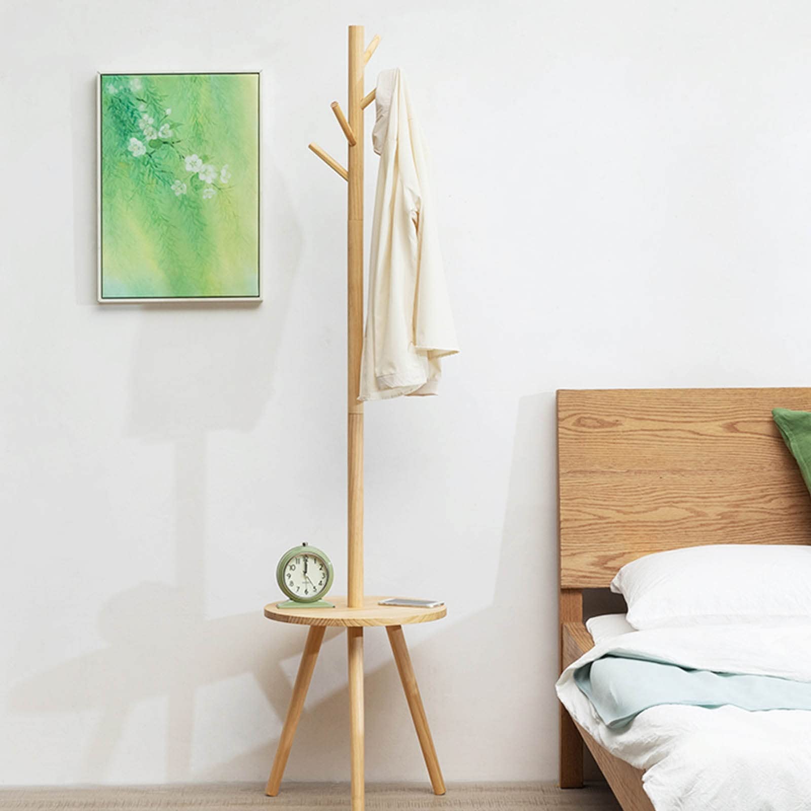 SAeWare Appendiabiti autoportante, appendiabiti per mobili da camera da letto, appendiabiti in legno massello con forte capacità portante e struttura solida, giallo