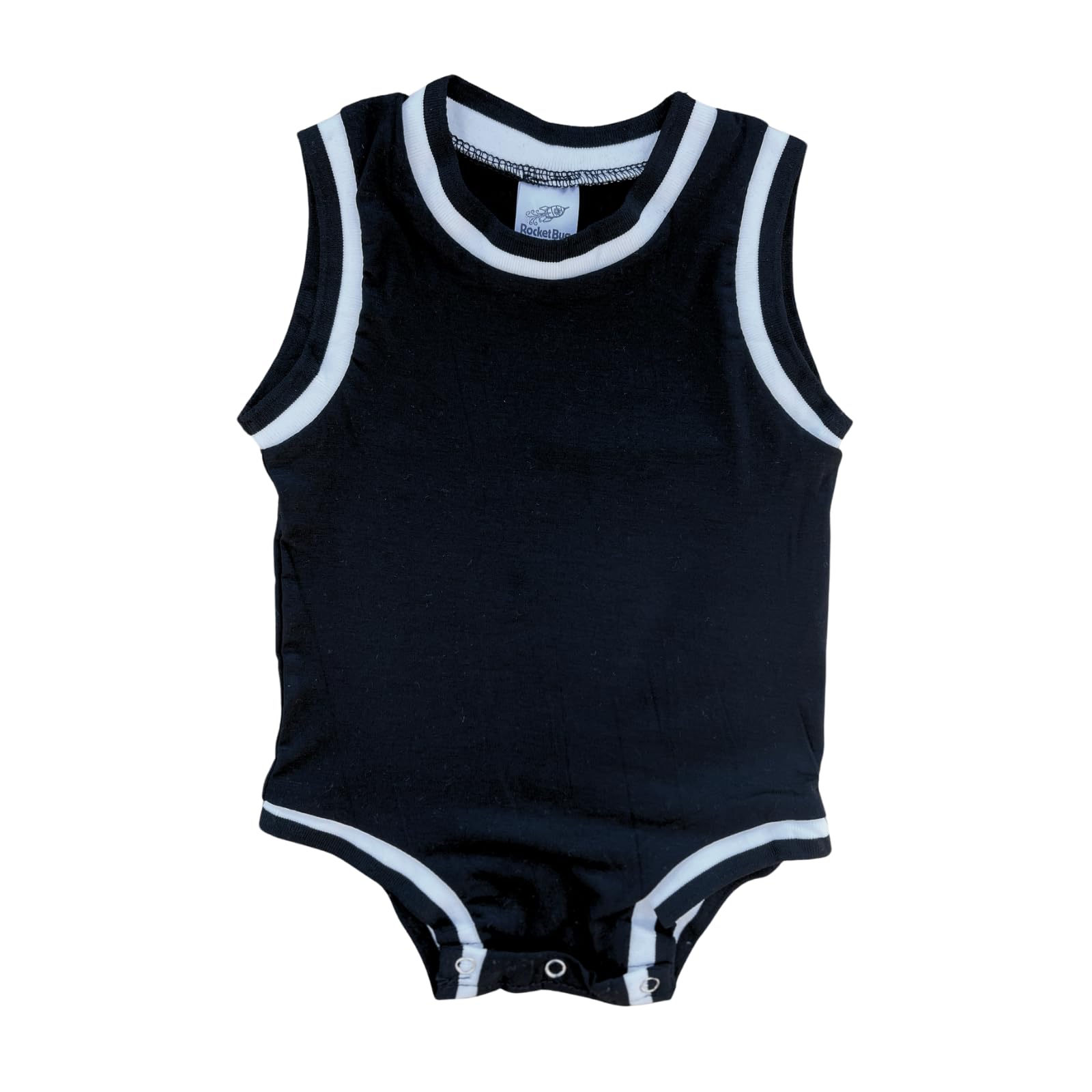 Rocket Bug Sleeveless Basketball Sport Jersey for Babies for Gameday, Photshoot, Boys, Girls (US, Age, 6 Months, 12 Months, Black)